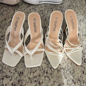 Two pairs of white heels boohoo size 6